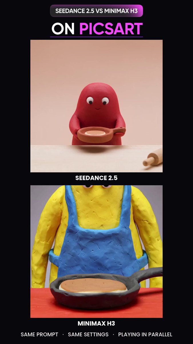 Side-by-side comparison between Seedance 2.5 and MiniMax H3