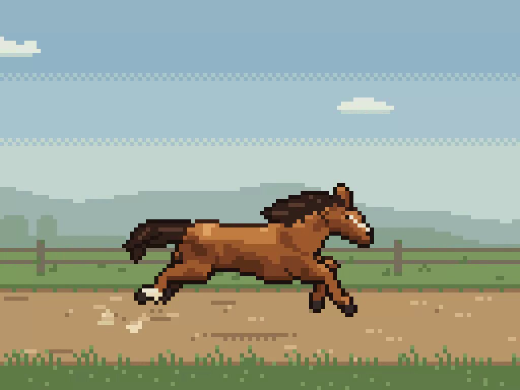 Procedural galloping horse drawn in Canvas 2D