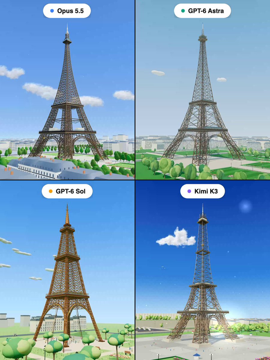 Eiffel Tower in Three.js built across multiple models