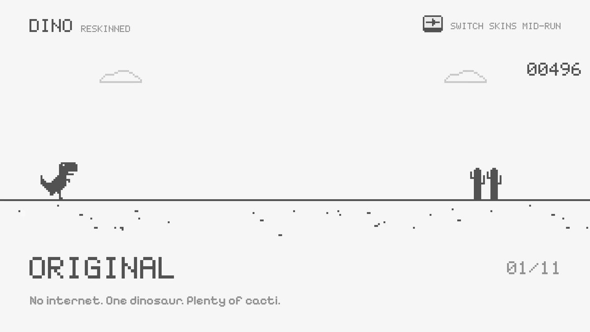 A reskinned version of the Chrome Dino game