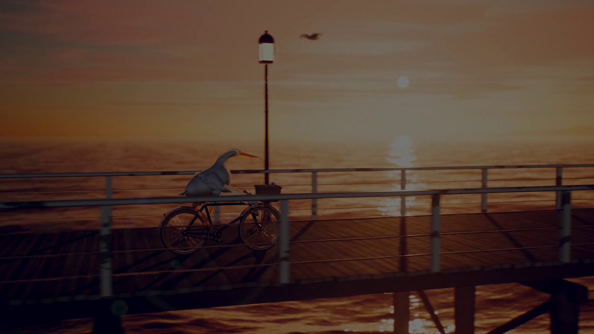 Pelican riding a bicycle animation