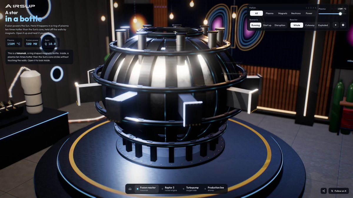 Interactive 3D fusion reactor in browser