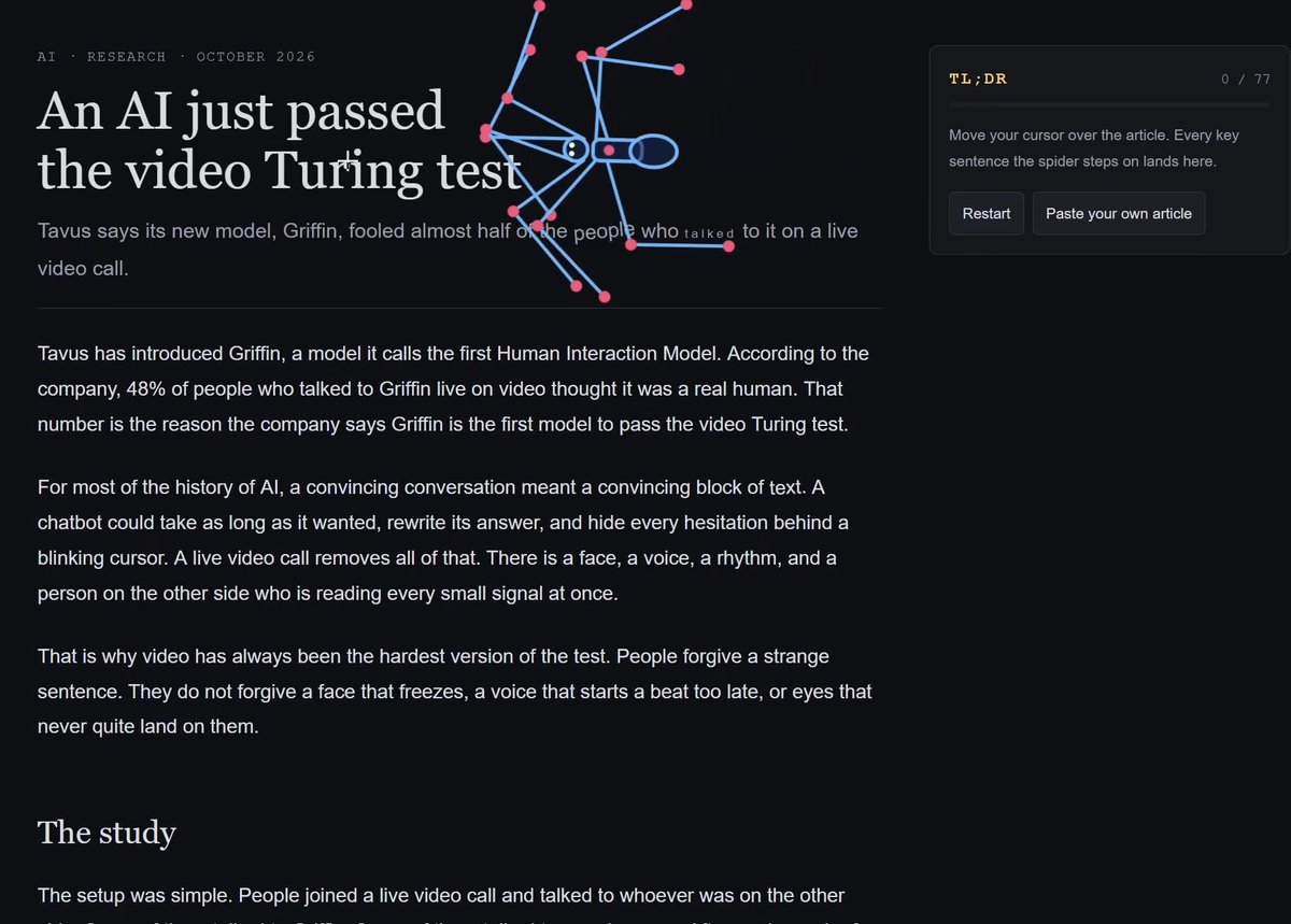 Interactive TLDR web crawler Chrome extension demo