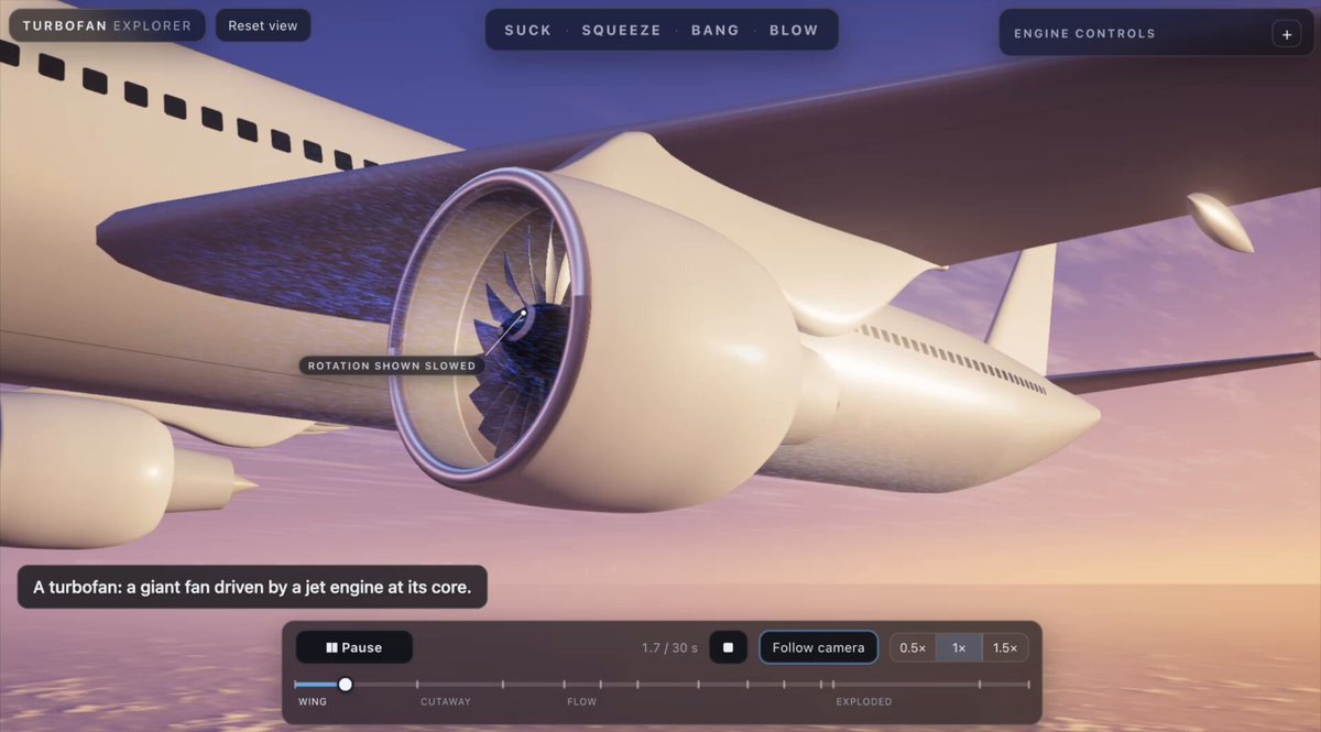 Interactive 3D model of a jet engine