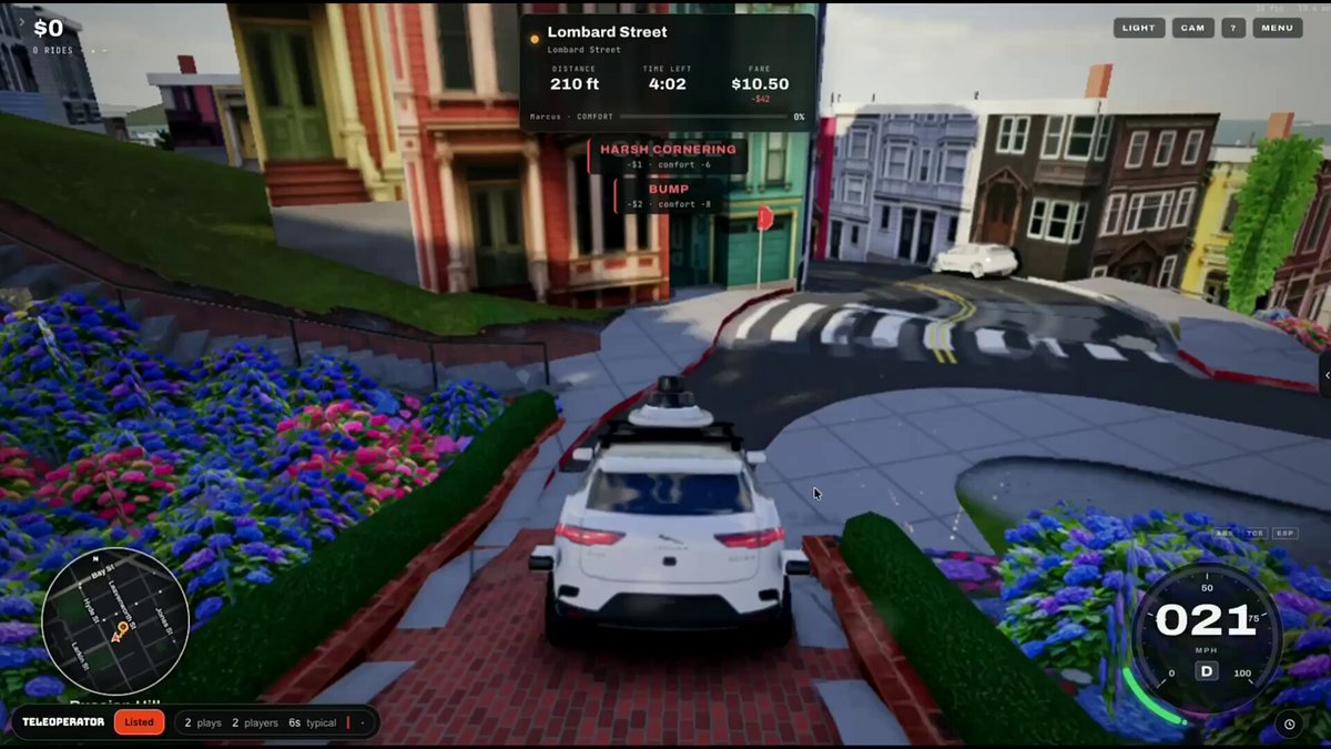 Waymo on Lombard Street in Three.js