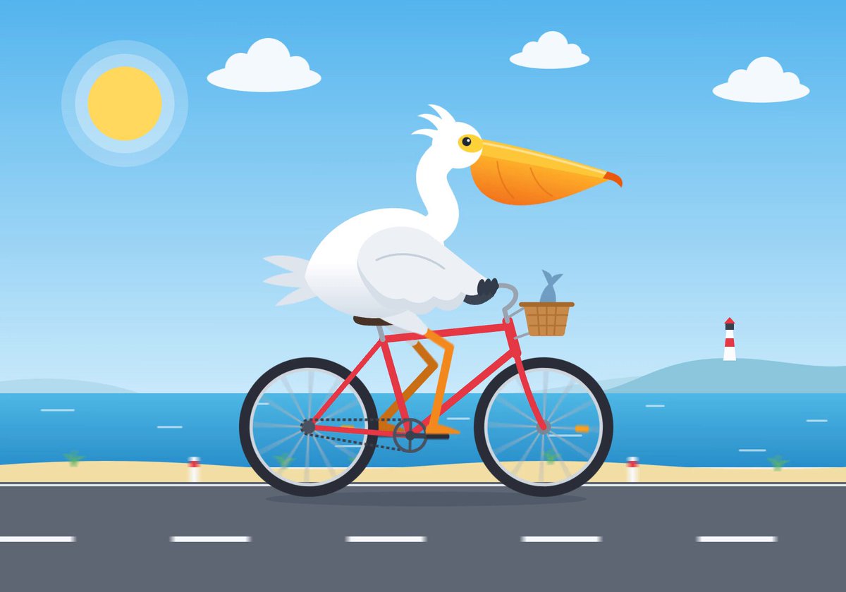 Pelican riding a bicycle test