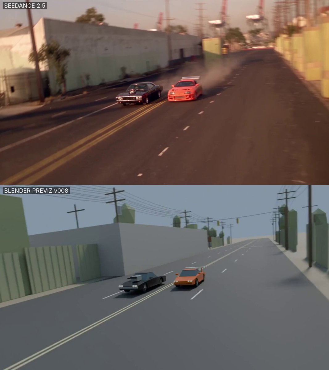 Fast and the Furious scene rebuild in 3D