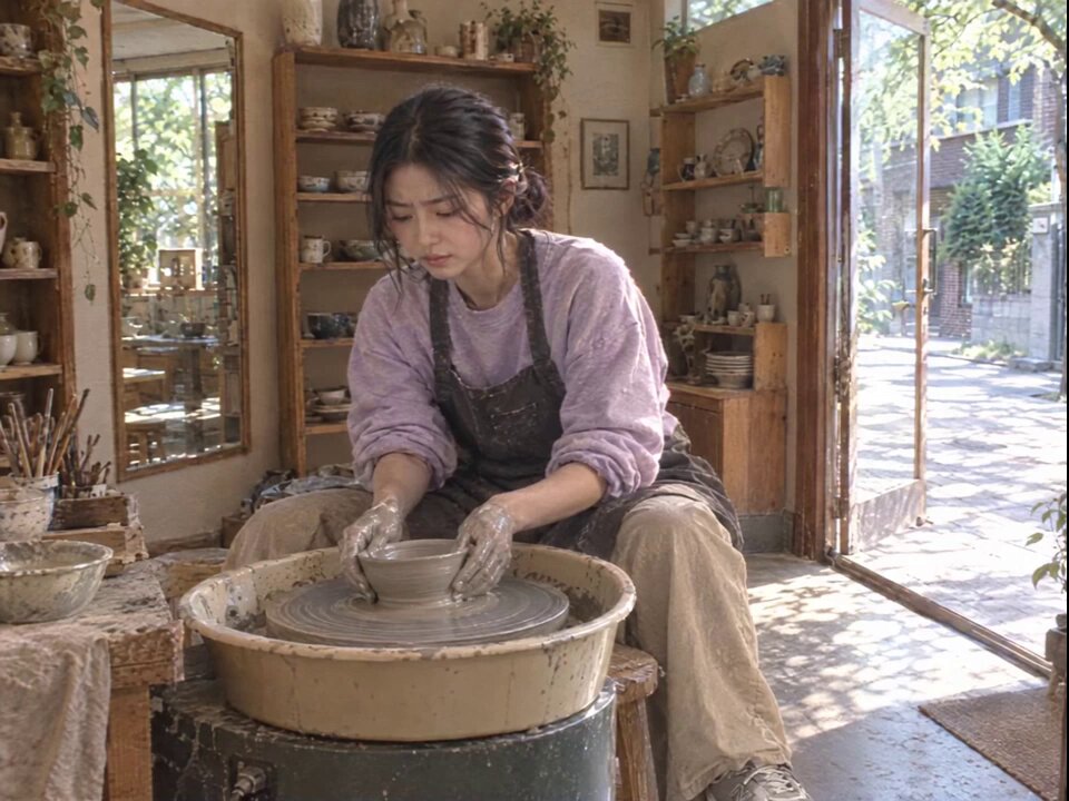 Messy pottery making moment