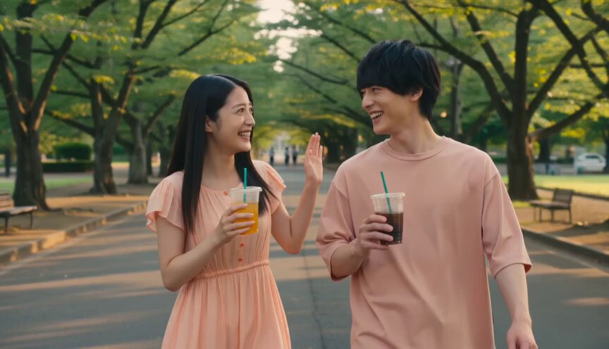 Romantic comedy video of a couple outdoors
