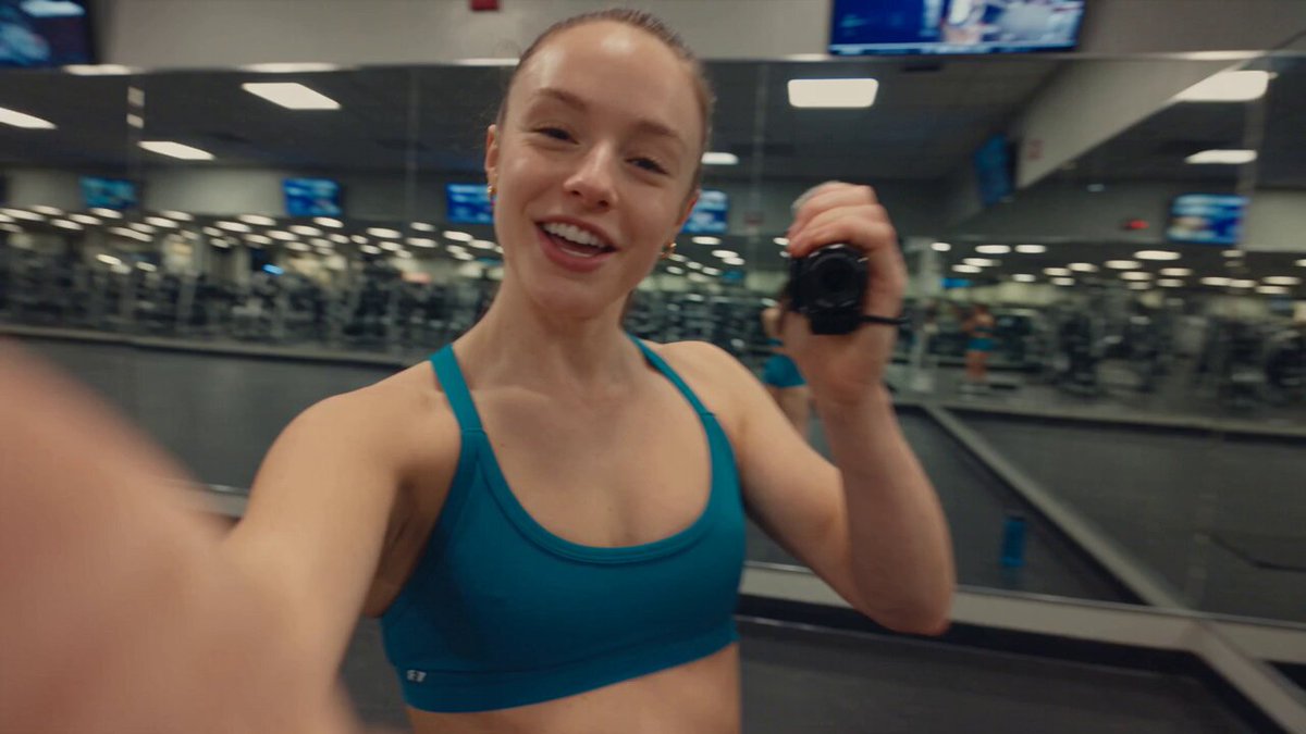 Playful gym camcorder vlog sequence