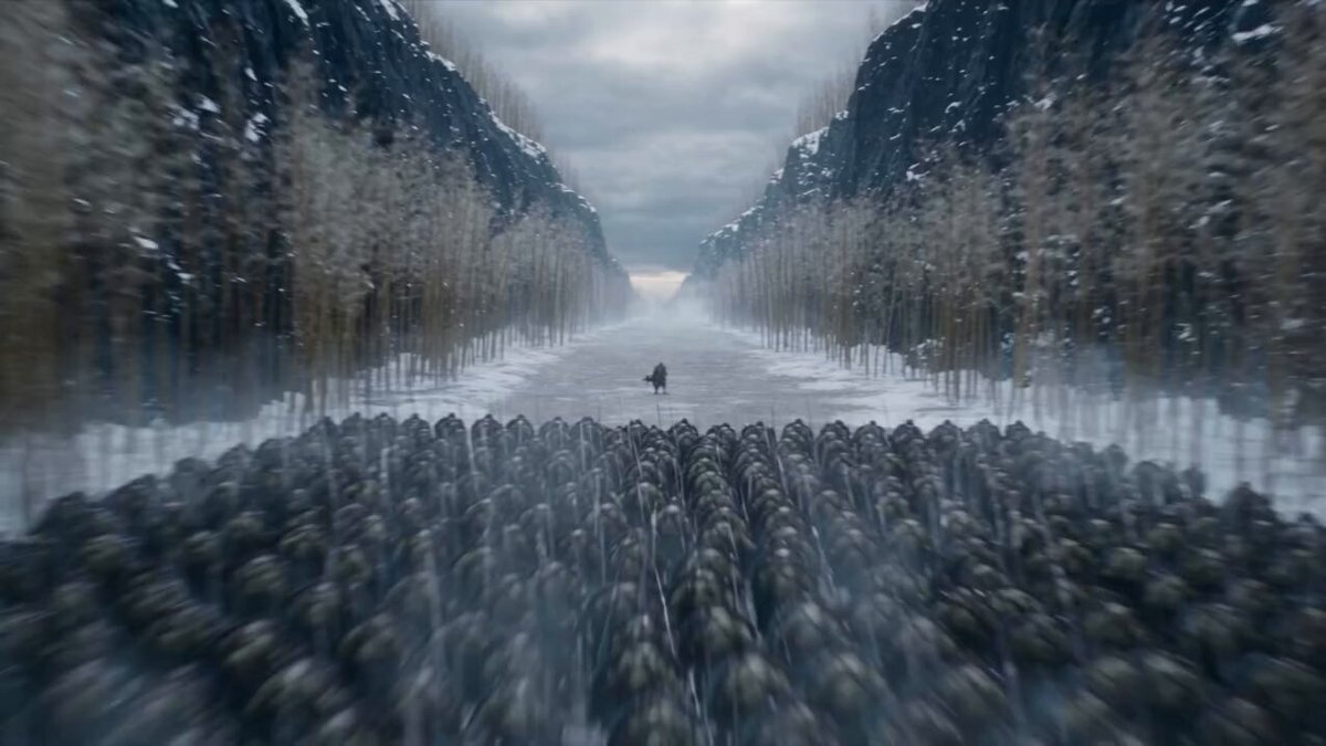 A warrior holding the line against an army