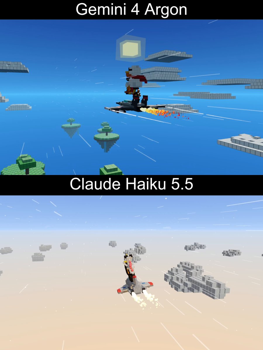 Rider flying through floating sky islands