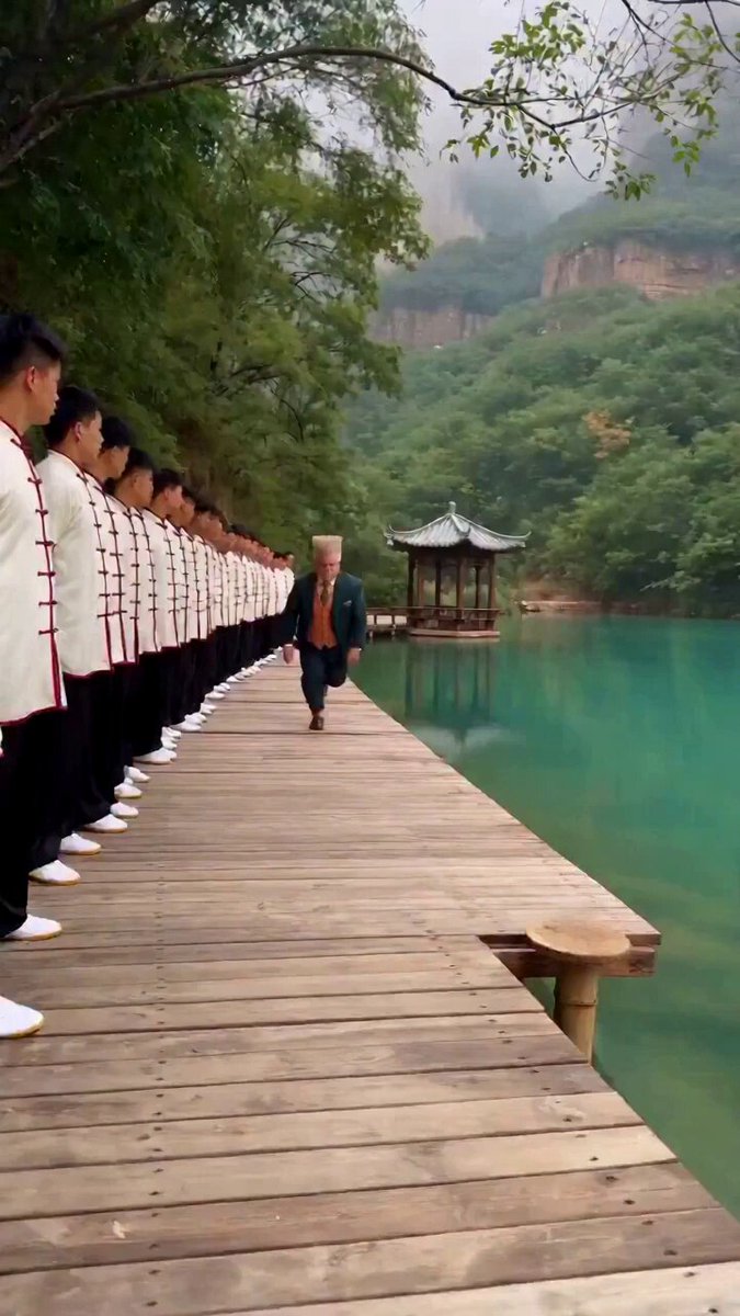 Martial arts sequence with backflips