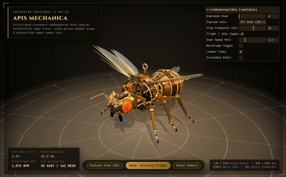 Mechanical bee in a single HTML file
