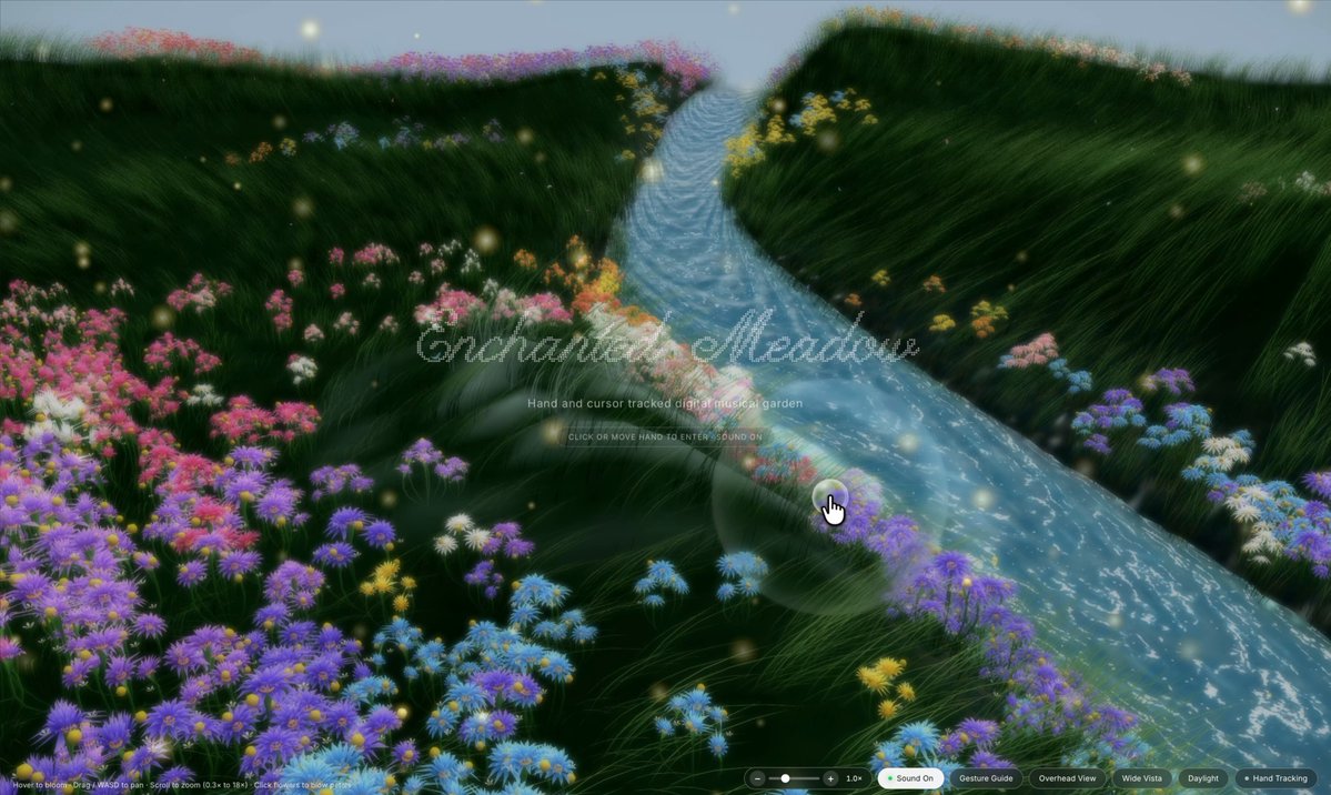 Interactive musical 3D garden in Three.js
