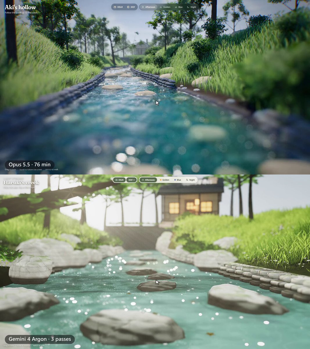 Lighting comparison between Opus and Argon
