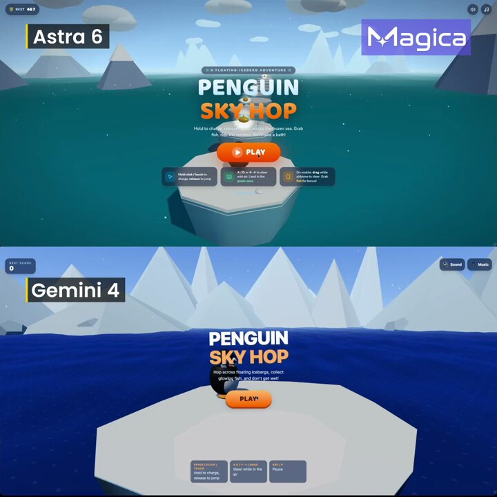Playable 3D Penguin Sky Hop game comparison