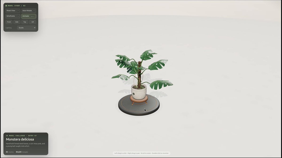 One-shot 3D scene built with Three.js