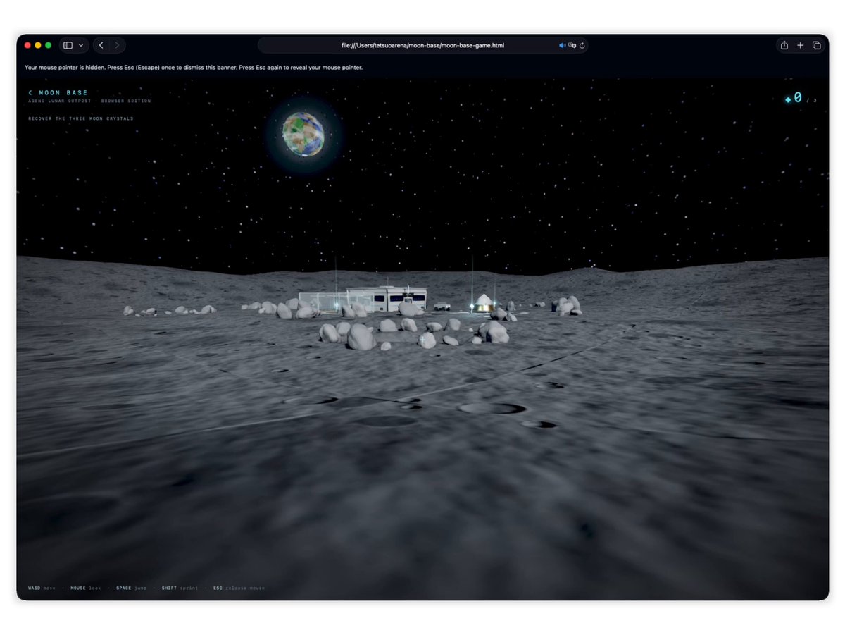 Interactive 3D moon base demo