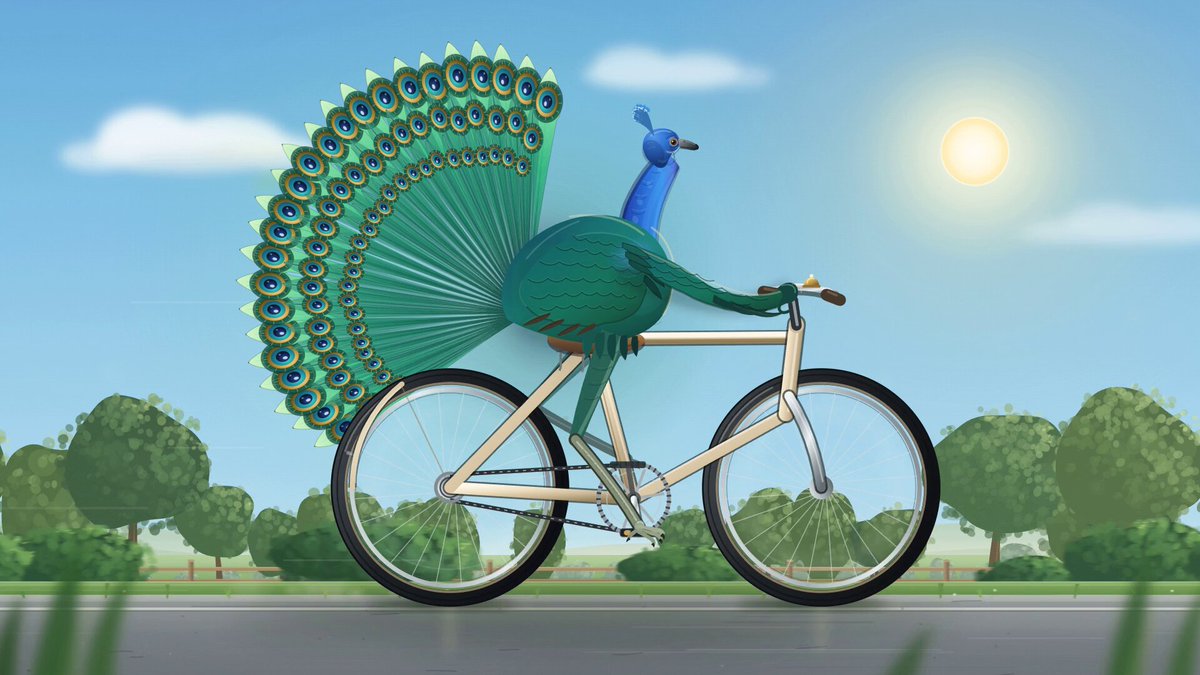 Animated character pedaling generated in SVG