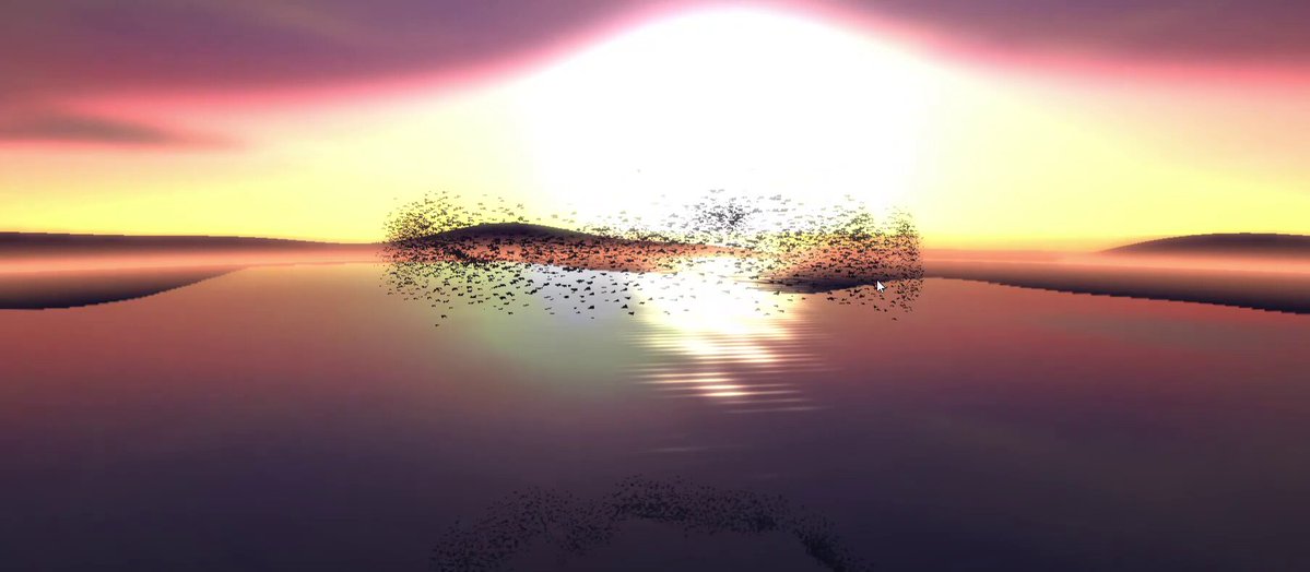 Starling flock and hawk simulation in Three.js