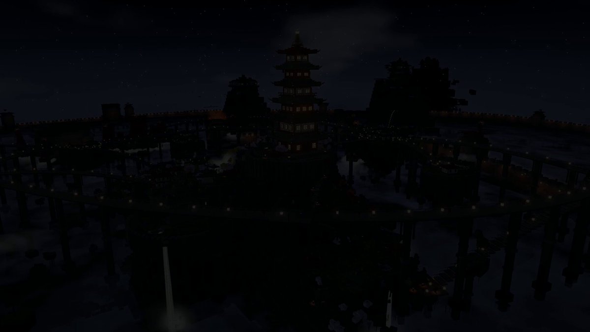Interactive voxel village above the clouds