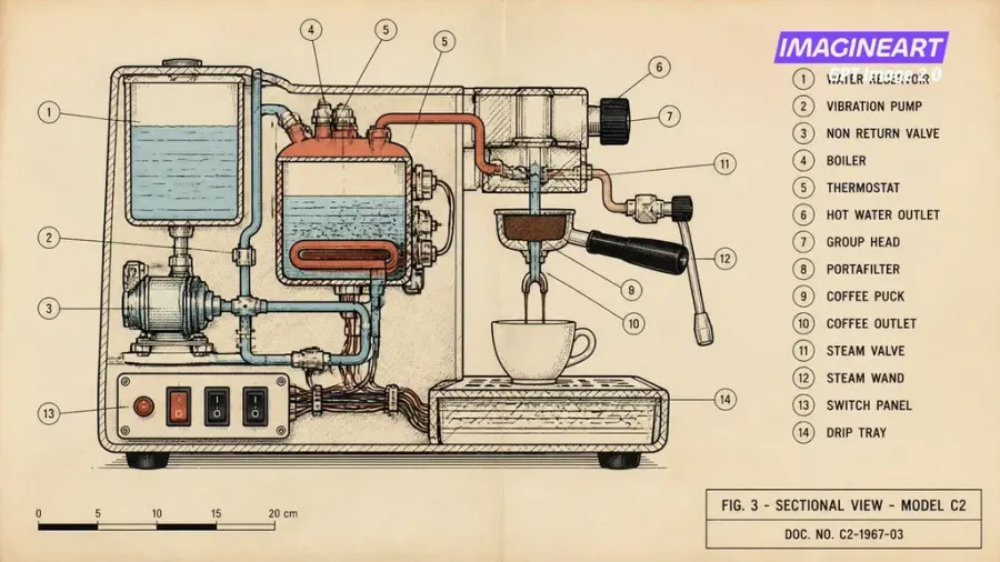 Espresso Machine Technical Drawing