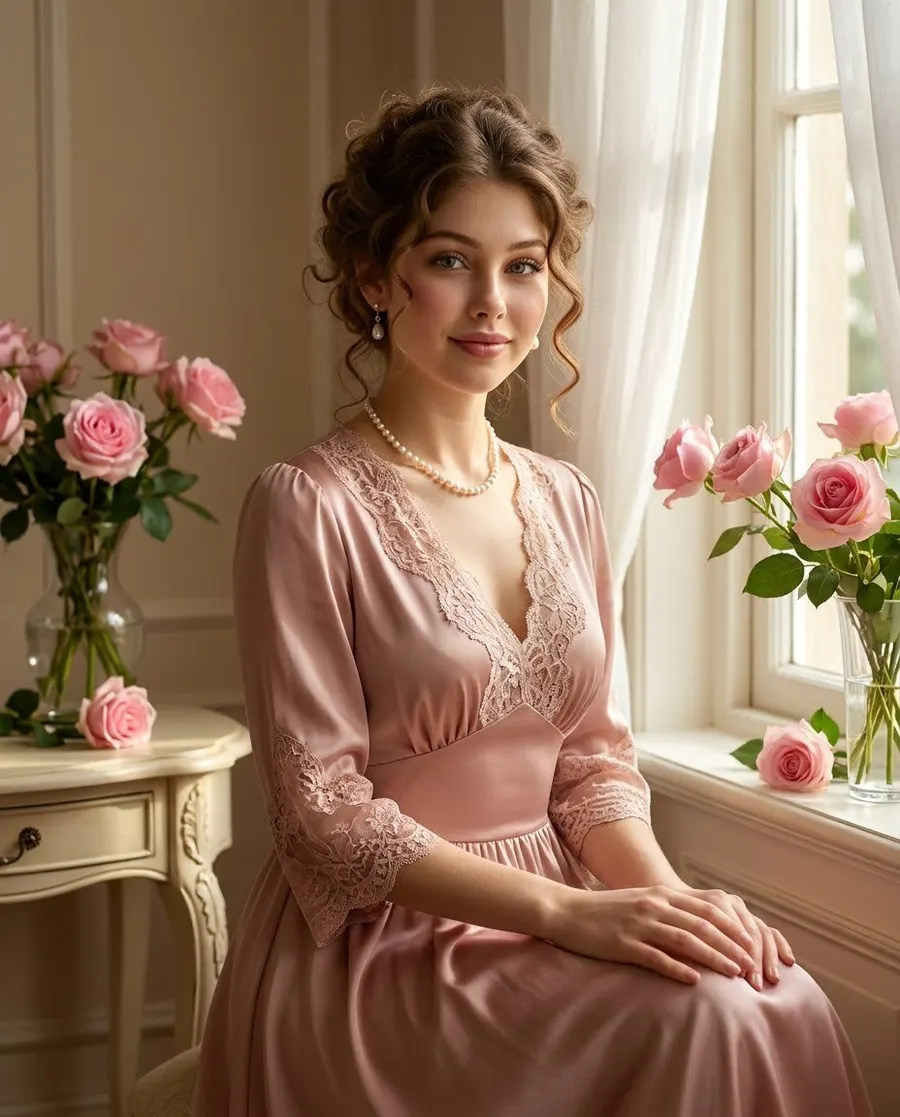 Profile / Avatar - Identity-Preserving Satin Dress Portrait