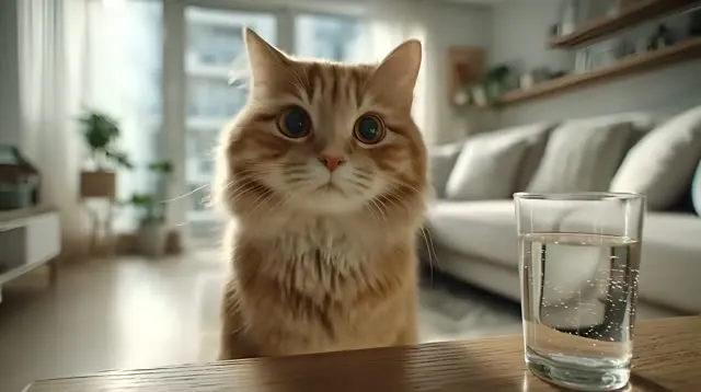 cat at the table