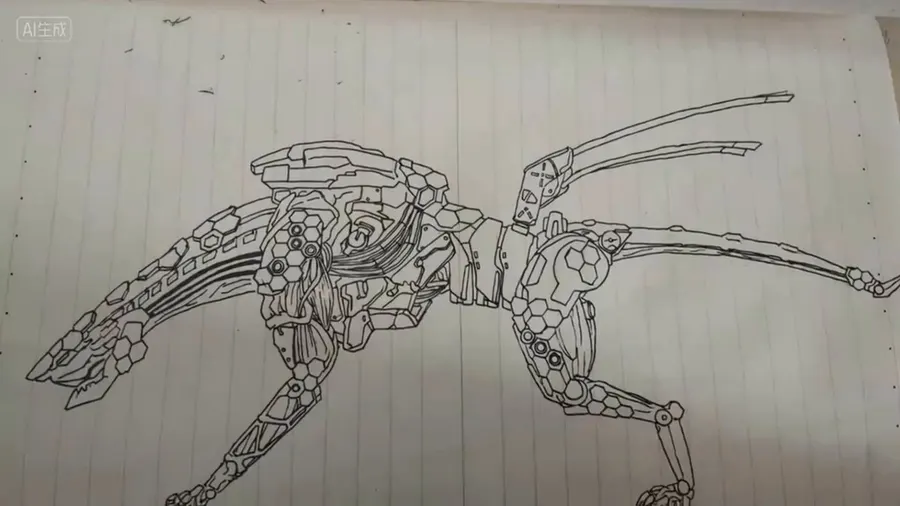 Child drawing transformed into film scene