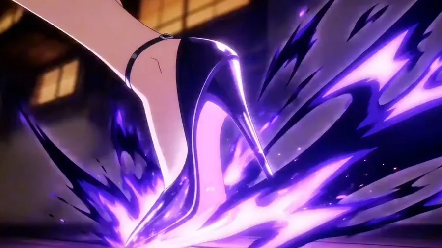 Animated woman fighting in stylized action scene