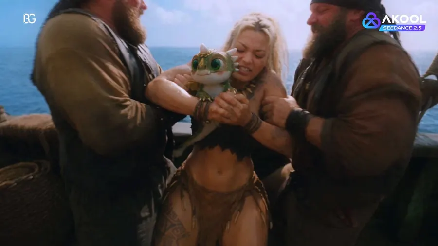 Knight saves woman from a Mosasaurus underwater