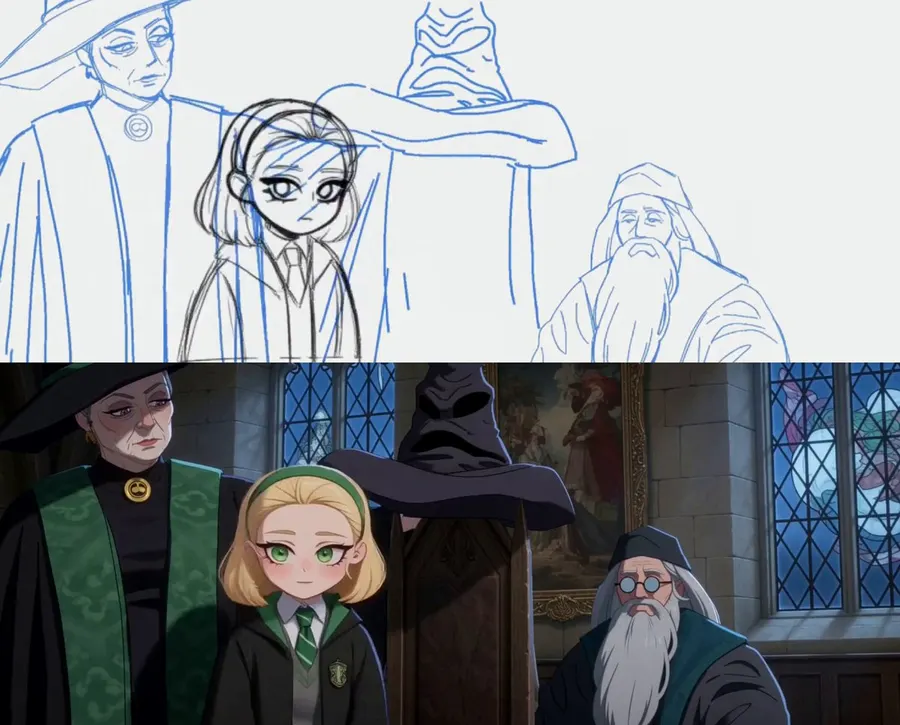 Genderbent Malfoy animation via keyframe completion