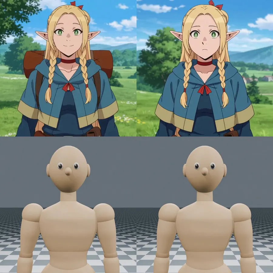 Side-by-side comparison of character swap LoRA