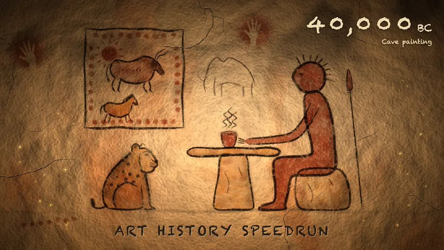Brief art history animation with a cat subplot