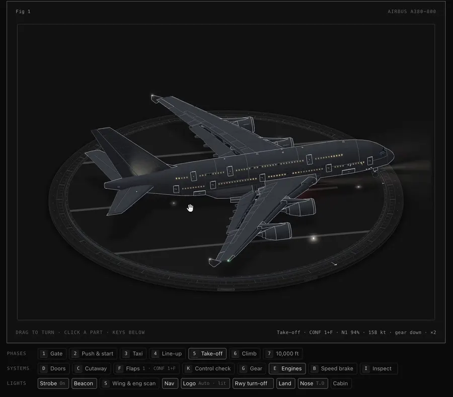Animated Airbus A380 SVG model