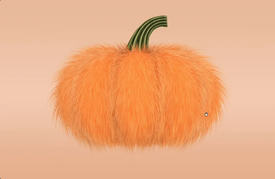 Real-time 3D fluffy pumpkin plushie