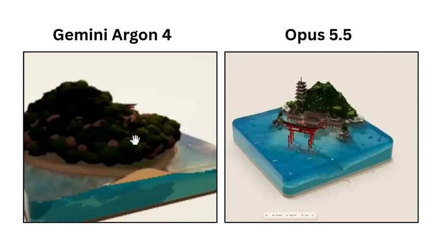 Comparison test of Gemini 4 Argon and Opus