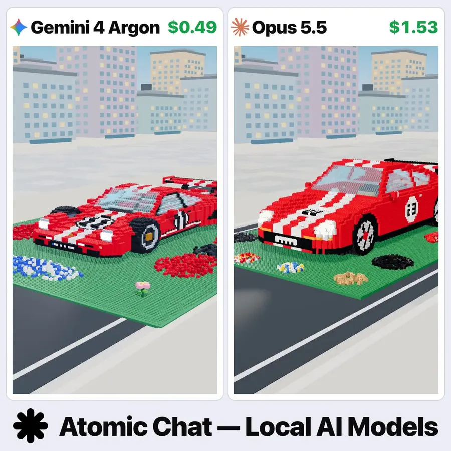 3D voxel sports car assembly animation comparison