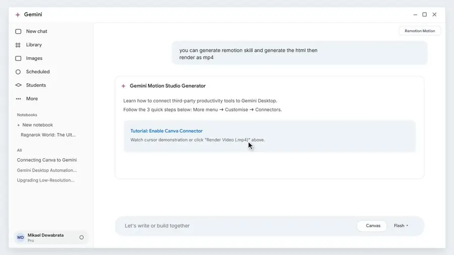 Gemini connector feature demonstration