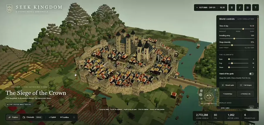 Massive medieval voxel world generated in code
