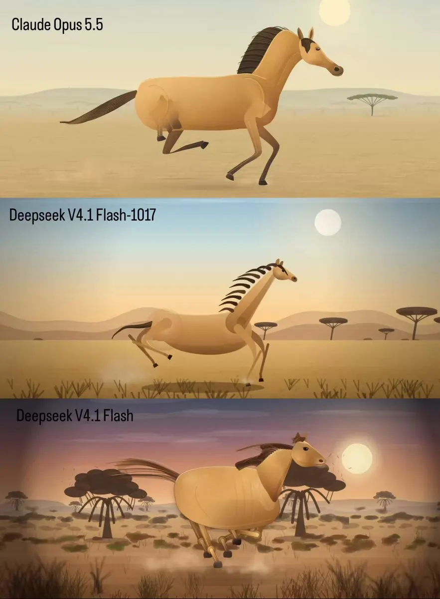 Comparison of 3D horse simulation across three models