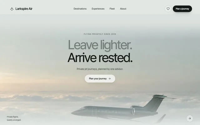 Cloud Jet private travel site preview