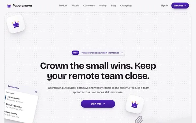 Confetti team app site preview