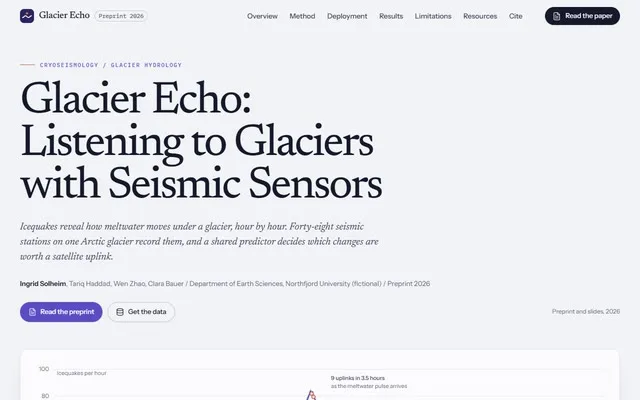 Research project homepage preview