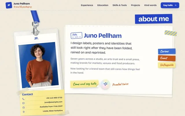 Scrapbook designer resume site preview
