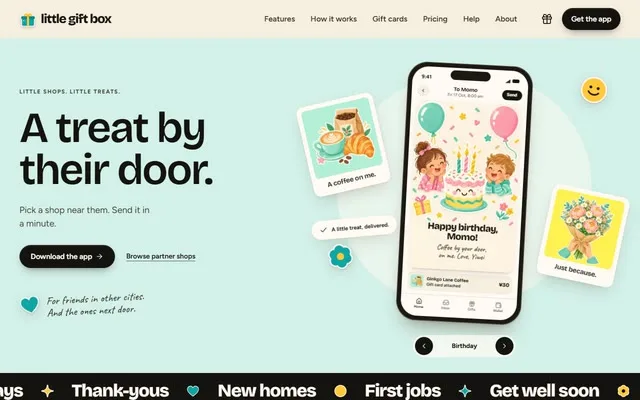 Sticker gifting app site preview